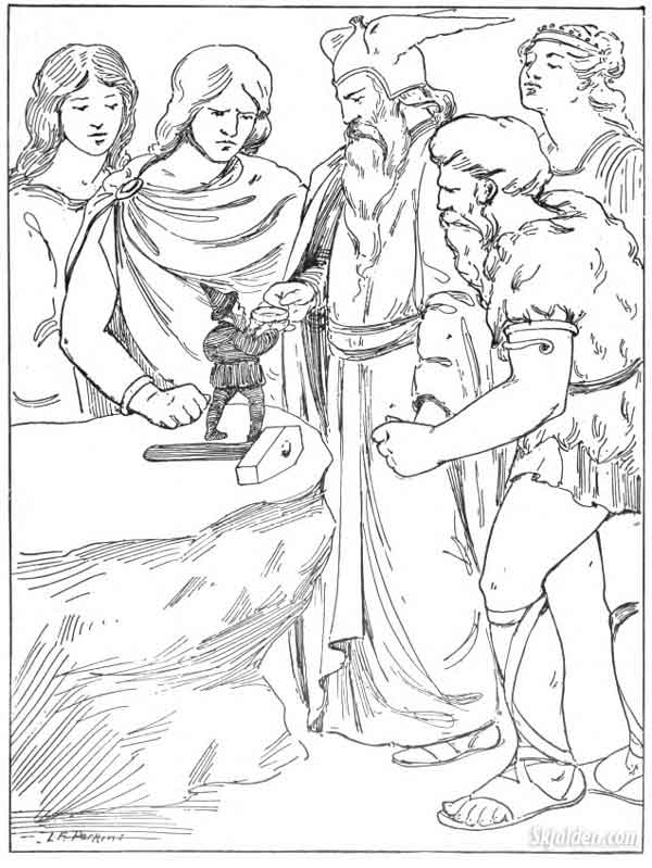 brokkr shows draupnir to the aesir