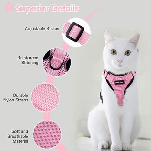 adjustable cat leash with reflective strips