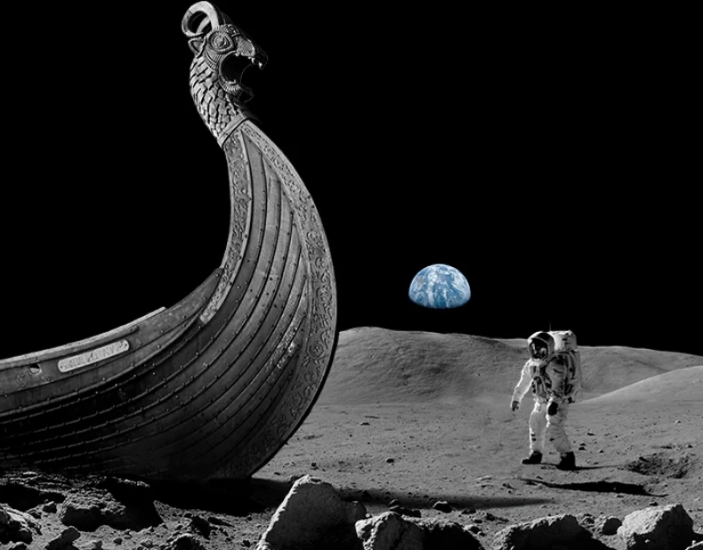 Viking ship on the moon