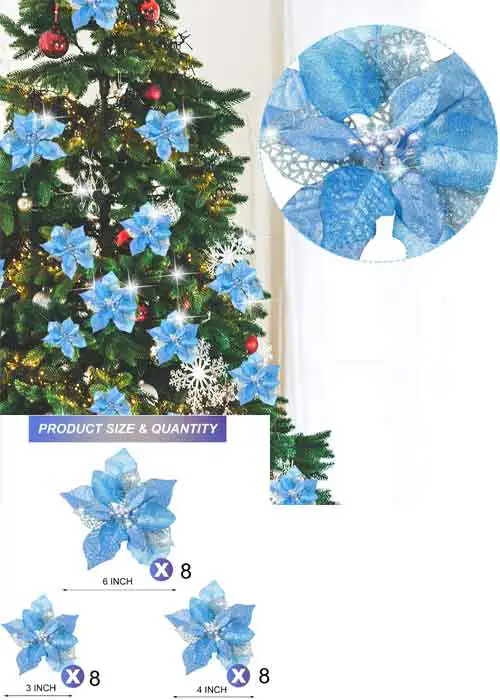 blue-christmas-artificial-glitter-poinsettia-flowers