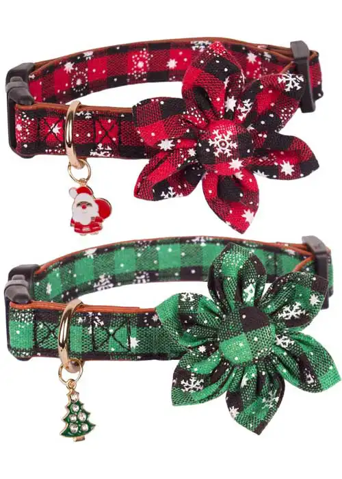 christmas-dog-collar-with-removable-flower